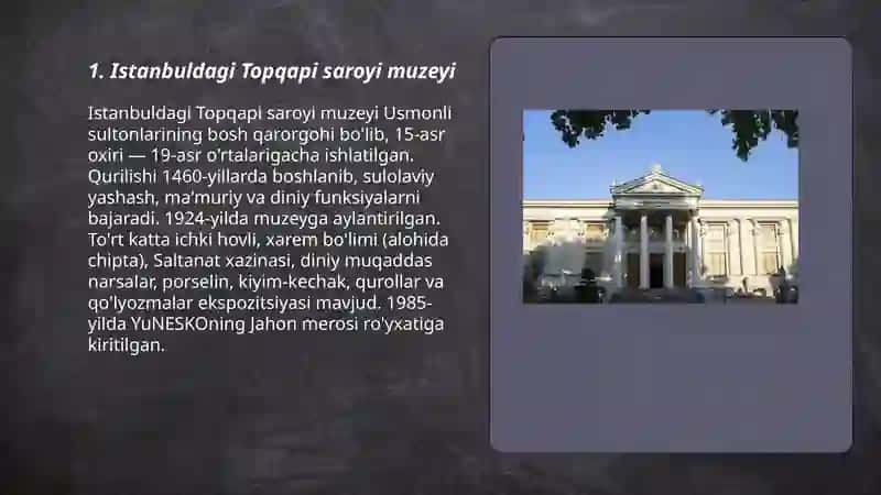 Istanbuldagi Topqapi saroyi muzeyi 3