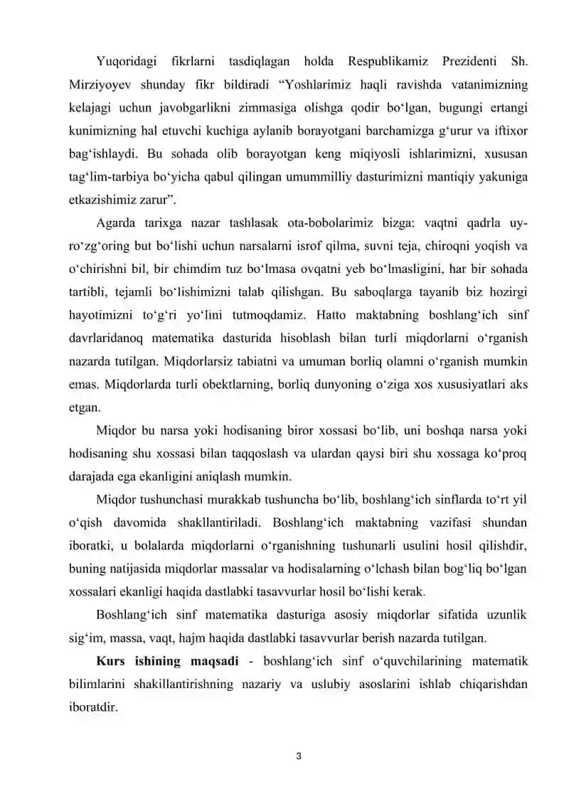 BOSHLANG‘ICH SINF O‘QUVCHILARIGA MIQDORLARNI O‘RGATISH 3
