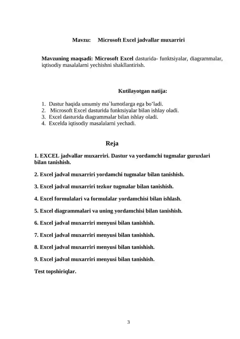 Microsoft Excel jadvallar muxarriri 3