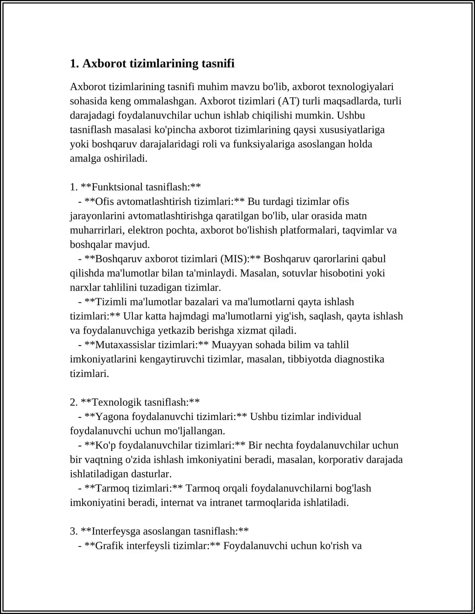 Axborot Tizimlari VA Turlari 3