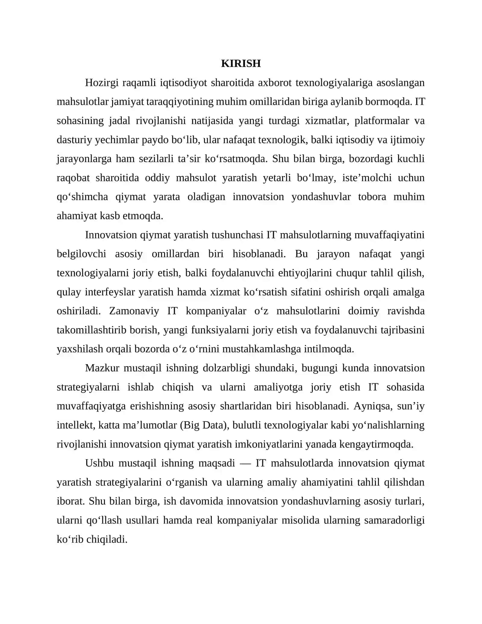 IT mahsulotlarda innovatsion qiymat yaratish strategiyalari 3