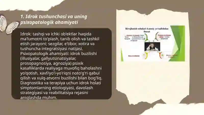 Asosiy psixopatalogik simptomlar. Idrok etish. Idrok etishning buzilishi 3