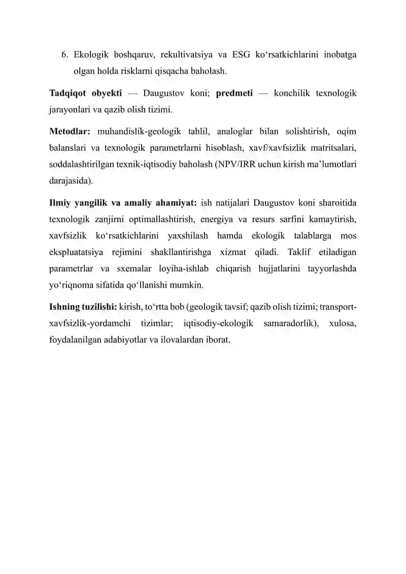 Daugustov konining texnologik jarayonlari va qazib olish tizimi 3
