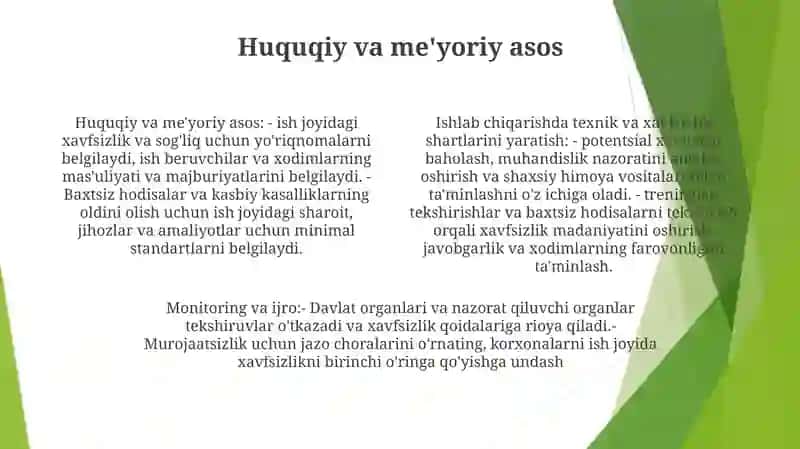 Ishlab Chiqarishda Texnika Va Xavfsizlik Sharoitini Yaratish 3