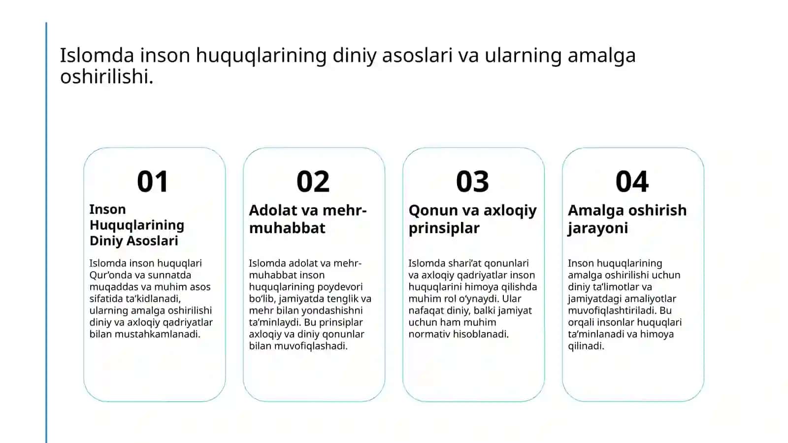 Islomda inson huquq va erkinliklarini ta’minlanishining o’ziga xos jihatlari 3