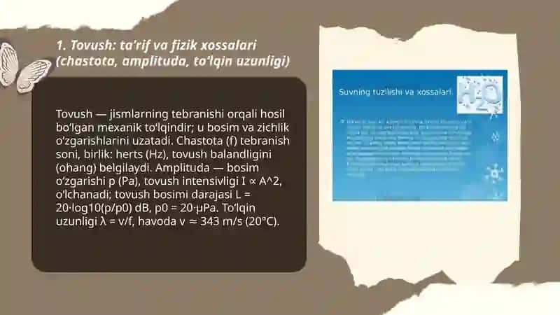 Tovush. Tovushning veterinatiyadagi ahamiyati va fiziologik xossalari 3