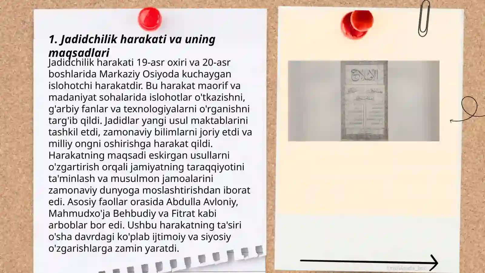 Jadid maʼrifatparvarlarining oʻlka ijtimoiy maʼnaviy hayotida tutgan oʻrni(Munavvar Qori Fitrat Behbudiy Avloniy Sadullayeva Muxlisa 3