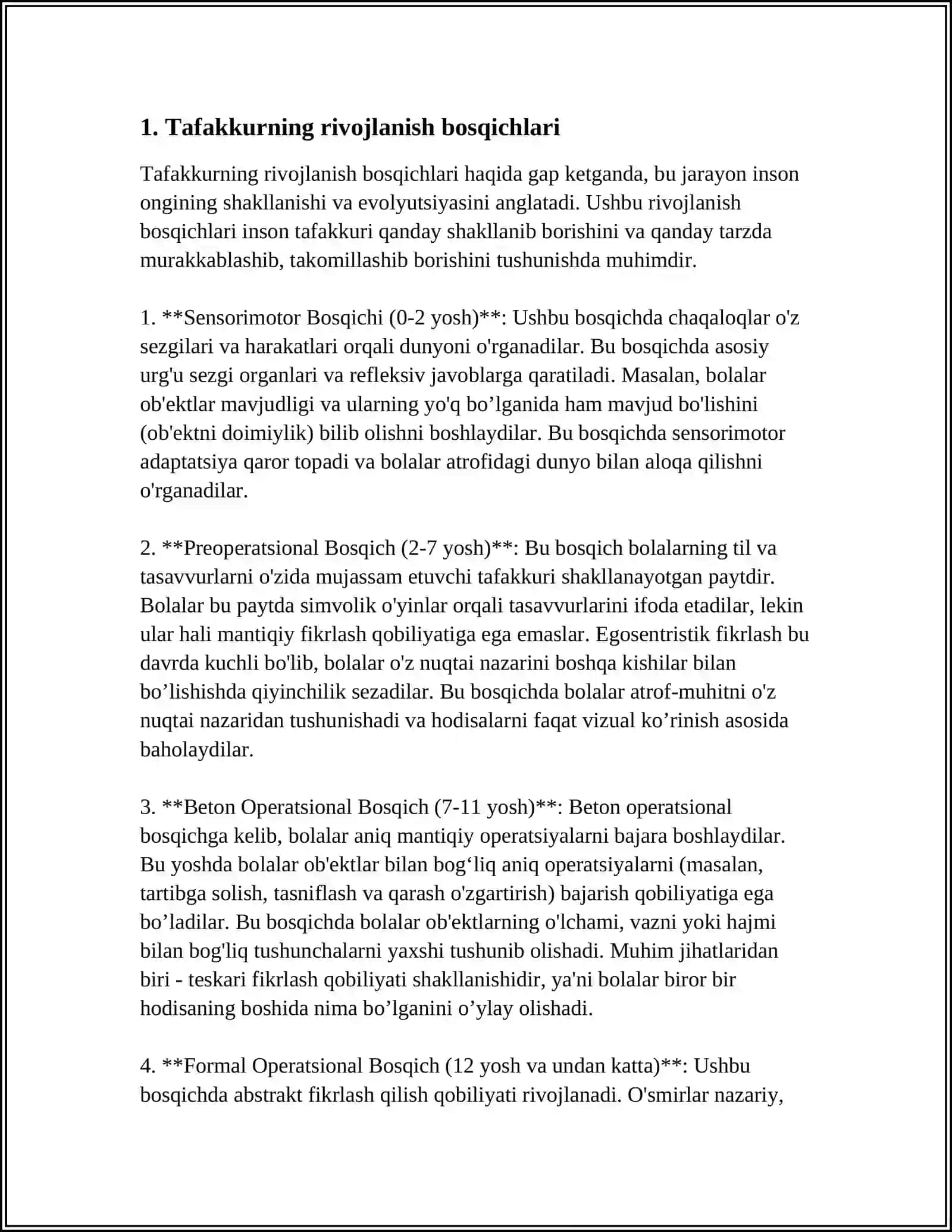 BOLALAR TAFAKKURI VA UNING IDIVIDIUAL XUSUSIYATLARI VA TAFAKKUR TURINI BAHOLASH UCHUN METODIKALAR 3