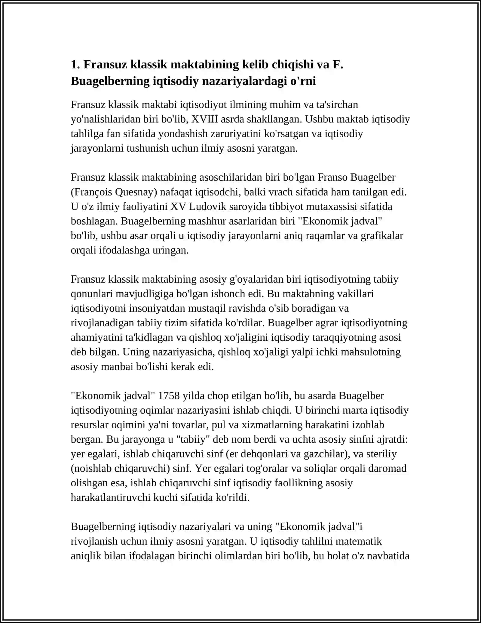 FRANTSUZ KLASSIK MAKTABI. F. BUAGELBER VA F. KENELARNING IQTISODIY NAZARIYALARI 3