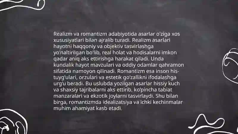 Realizm va romantizm abadiy yo'nalish sifatida 3