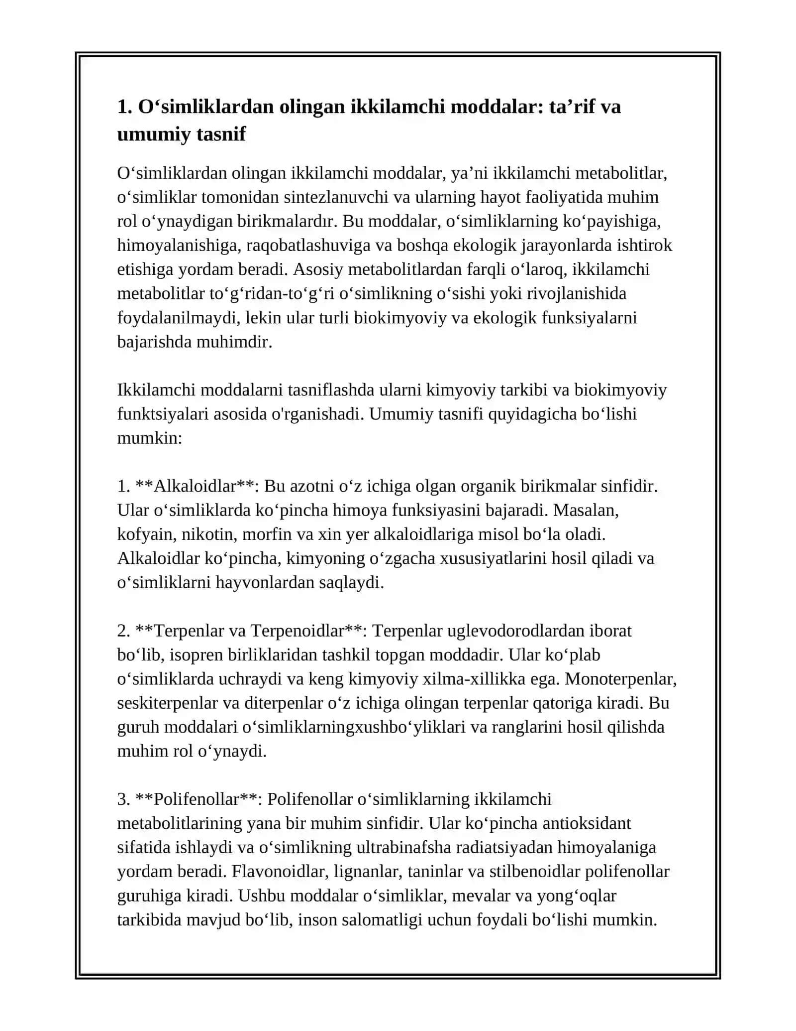 OʻSIMLIKLAR KELIB CHIQISHI IKKILAMCHI BOʻLGAN MODDALAR 3