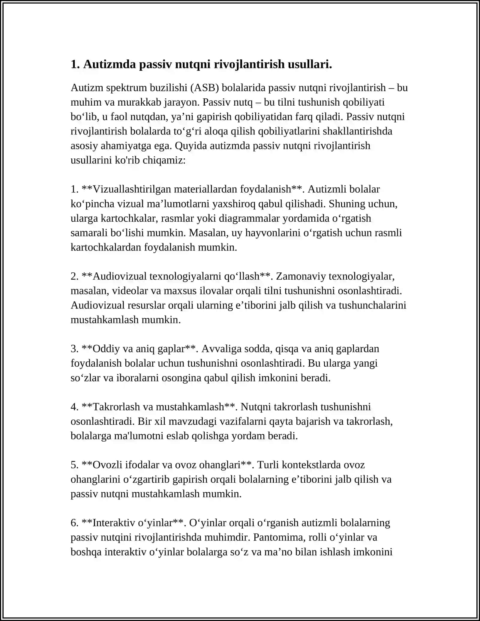 AUTIZMDA PASSIV VA FAOL NUTQ USTIDA ISHLASHNING INNOVATSION USULLARI 3