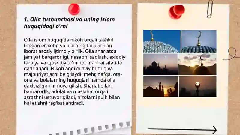 Islom huquqshunosligida oila, nikoh, taloq, idda, zihor tushunchalarini tariflash 3