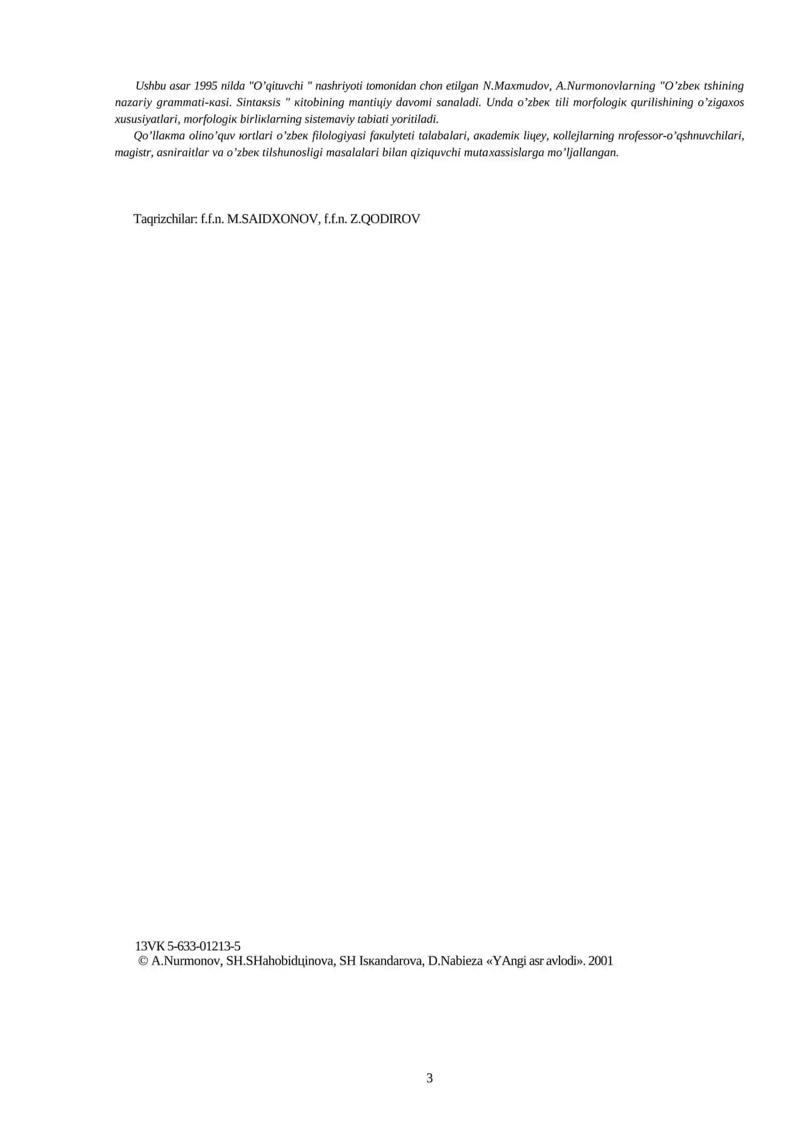 O’ZBЕK TILINING NAZARIY GRAMMATIКASI 3