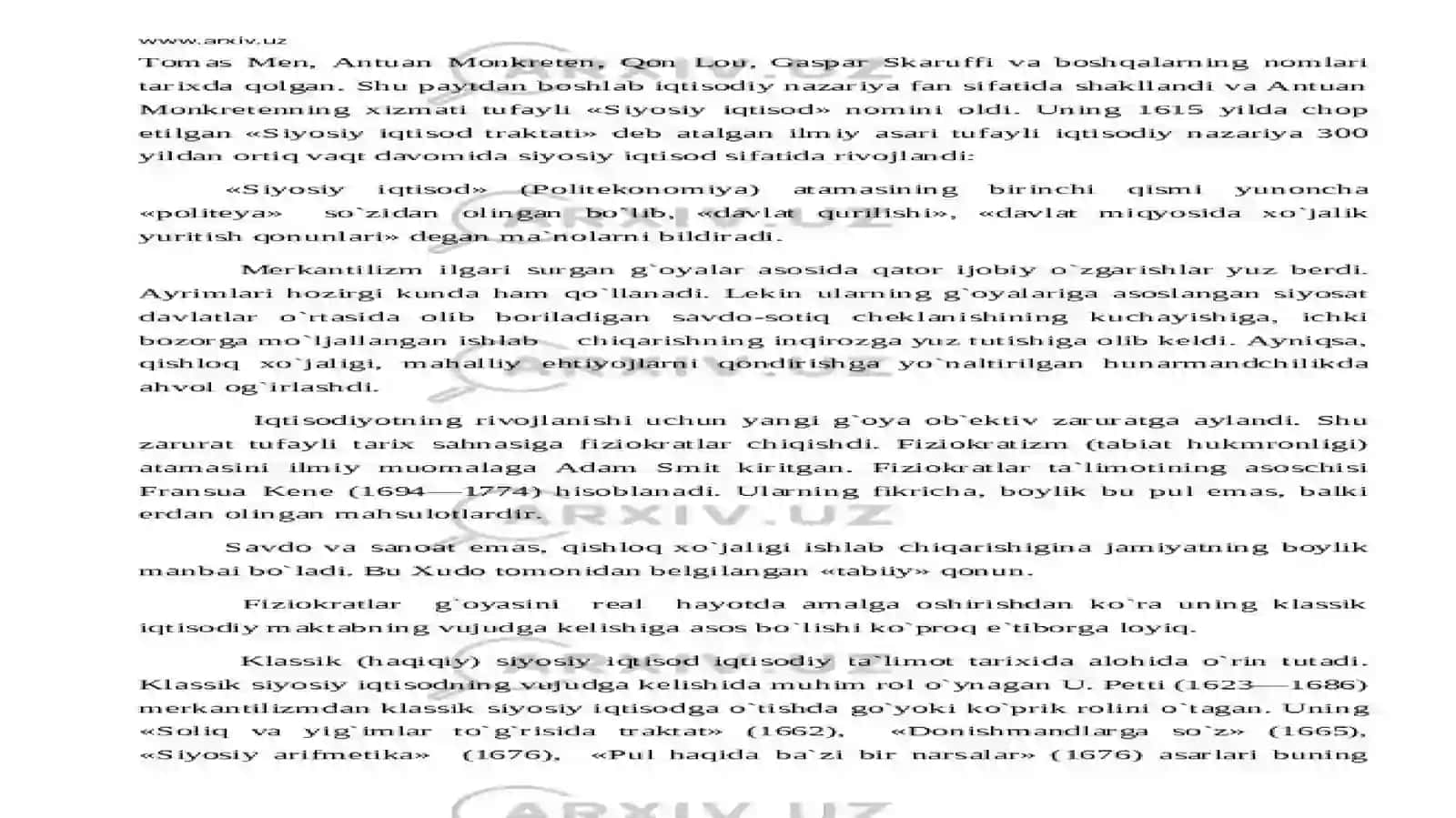fIZIOKRATIZMIqtisodiy ta'limotining vujudga kelishi 3