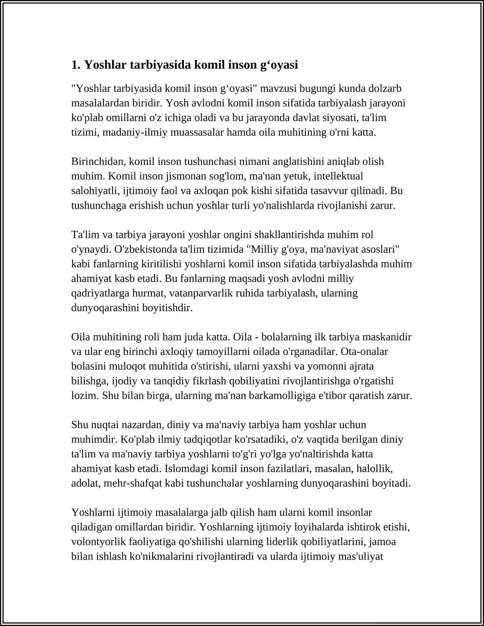 YUKSAK INTELLEKTUAL SALOHIYATLI MAʼNAVIY BARKAMOL AVLODNI TARBIYALASH KOMIL INSONNI VOYAGA YETKAZISHDA MAMLAKATNING ENG YANGI TARIXNI TUTGAN OʻRNI 3