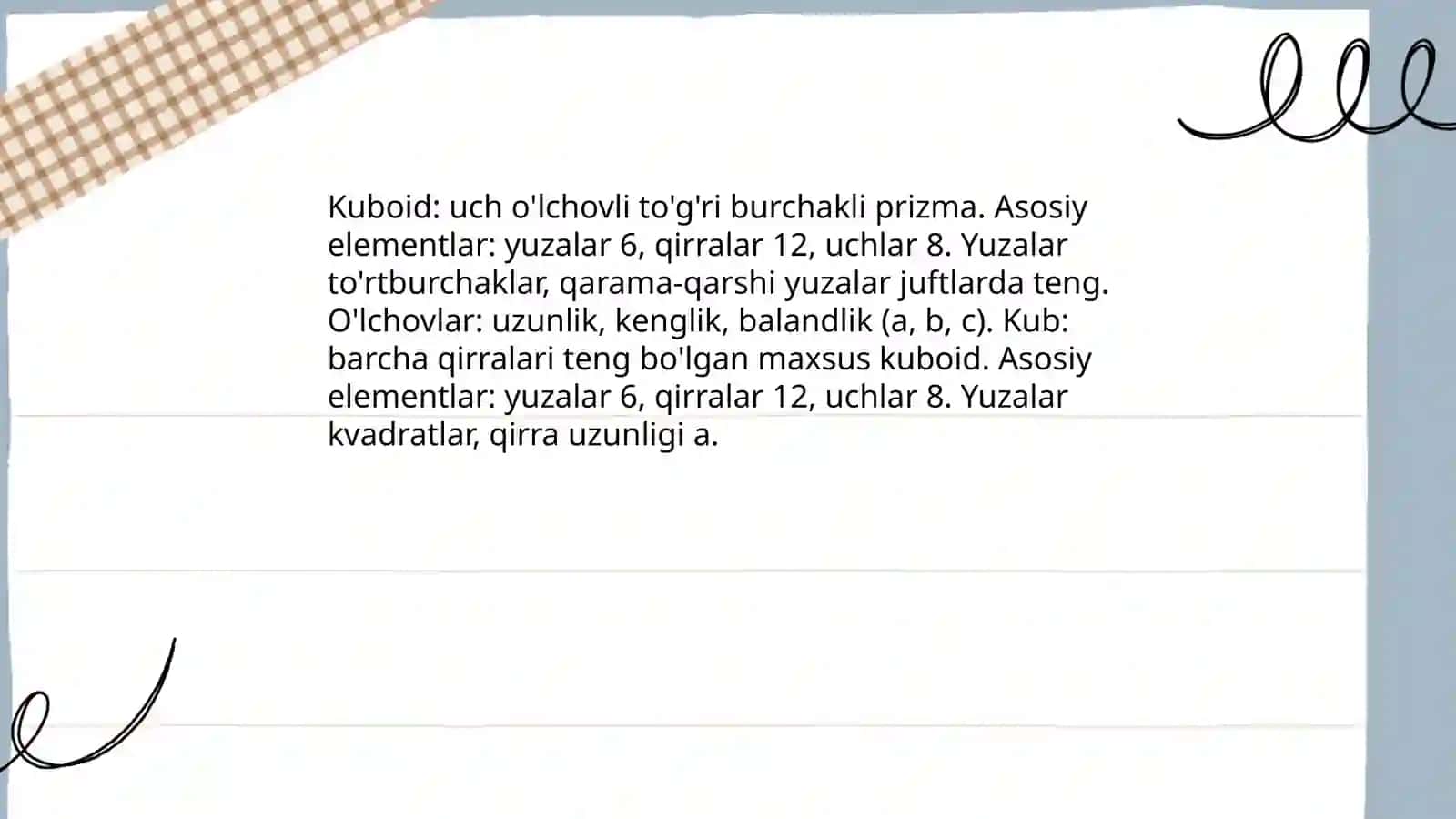 Кубоид және кубтың жағының ауданын табу 3