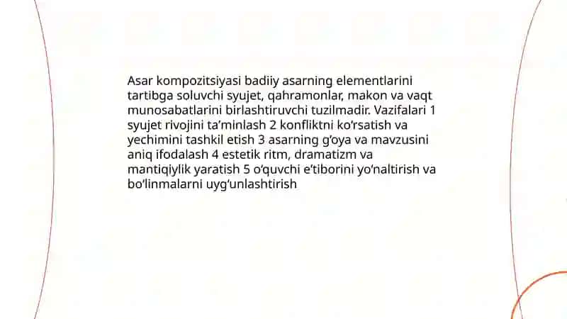 Asar kompozitsiyasi. Badiiy asar syujeti. Konflikt Nuriddinova Lola 3