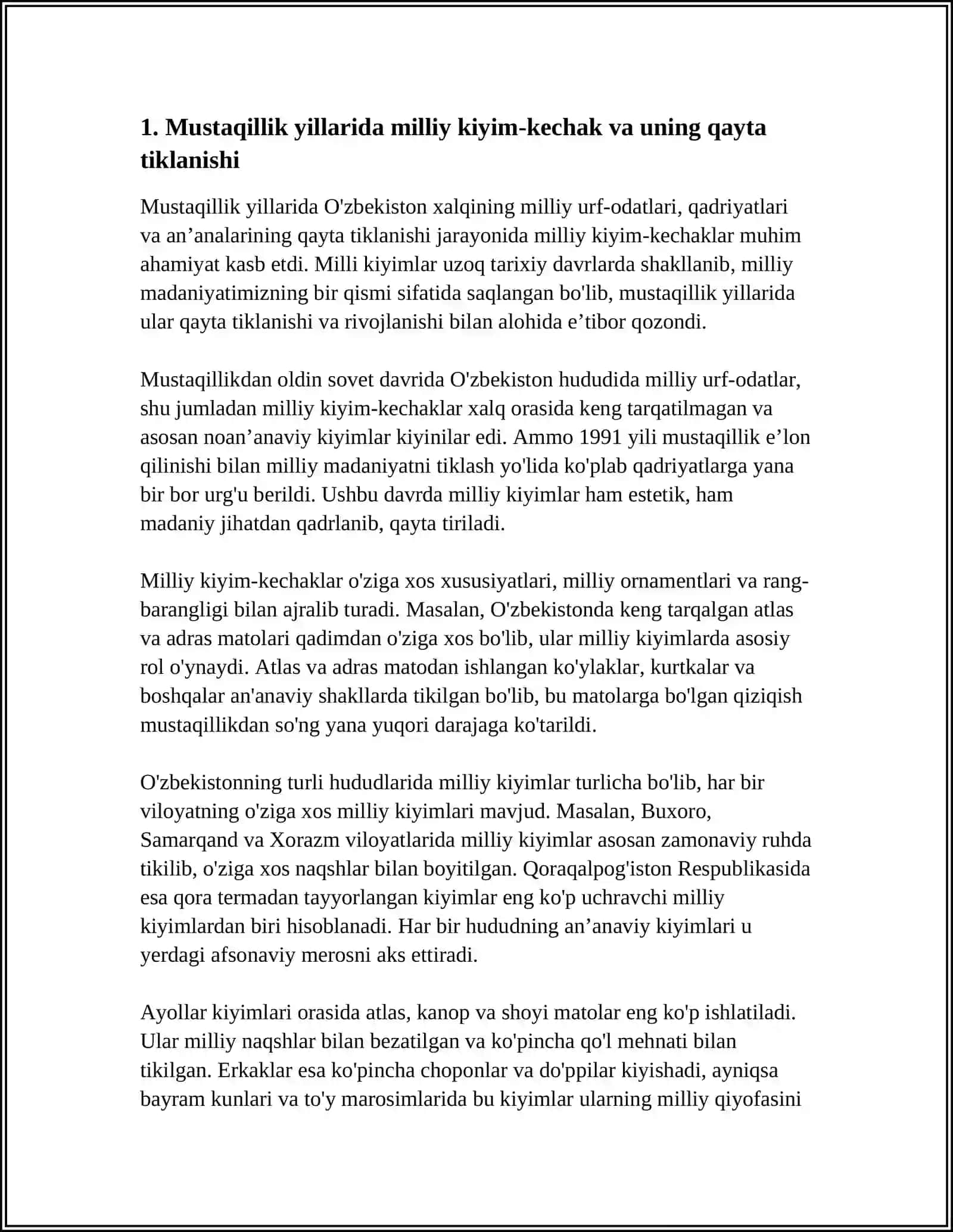 MUSTAQILLIK YILLARIDA MILLIY URF-ODATLAR, QADRIYATLAR VA ANʼANALARNING QAYTA TIKLANISHI 3