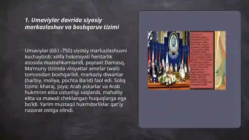 Arab davlatlari Umaviylar va Abbosiylar sulolasi boshqaruvi yillarida 3