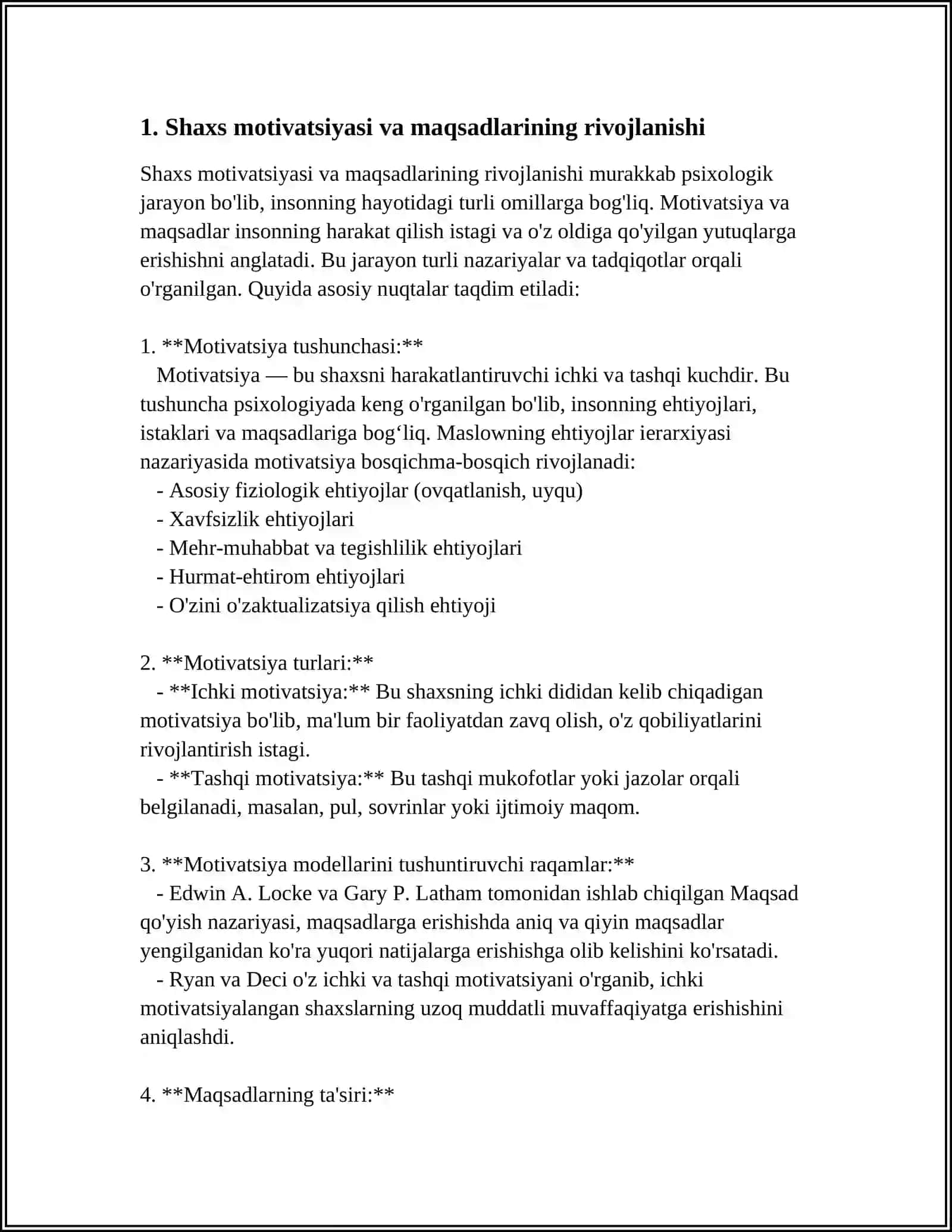 SHAXSNING RIVOJLANISHI, TARBIYASI VA IJTIMOYILASHUVI MUSTAQIL ISH 3