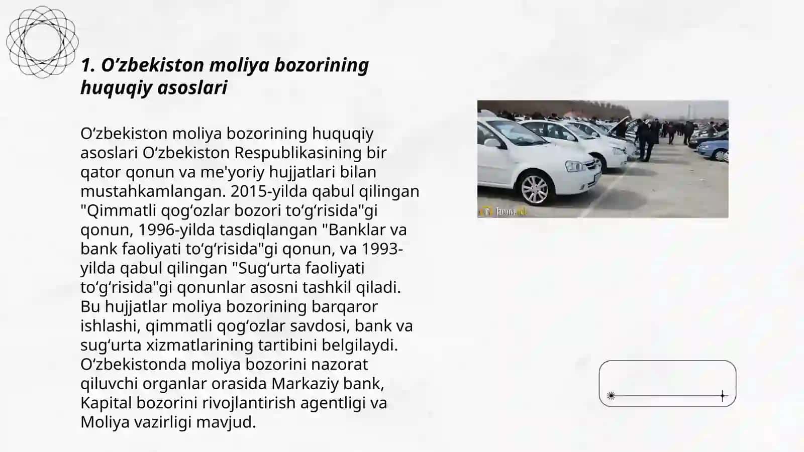 O’zbekiston moliya bozorini muvofiqlashtirish va nazorat qilish mehanizmlari 3