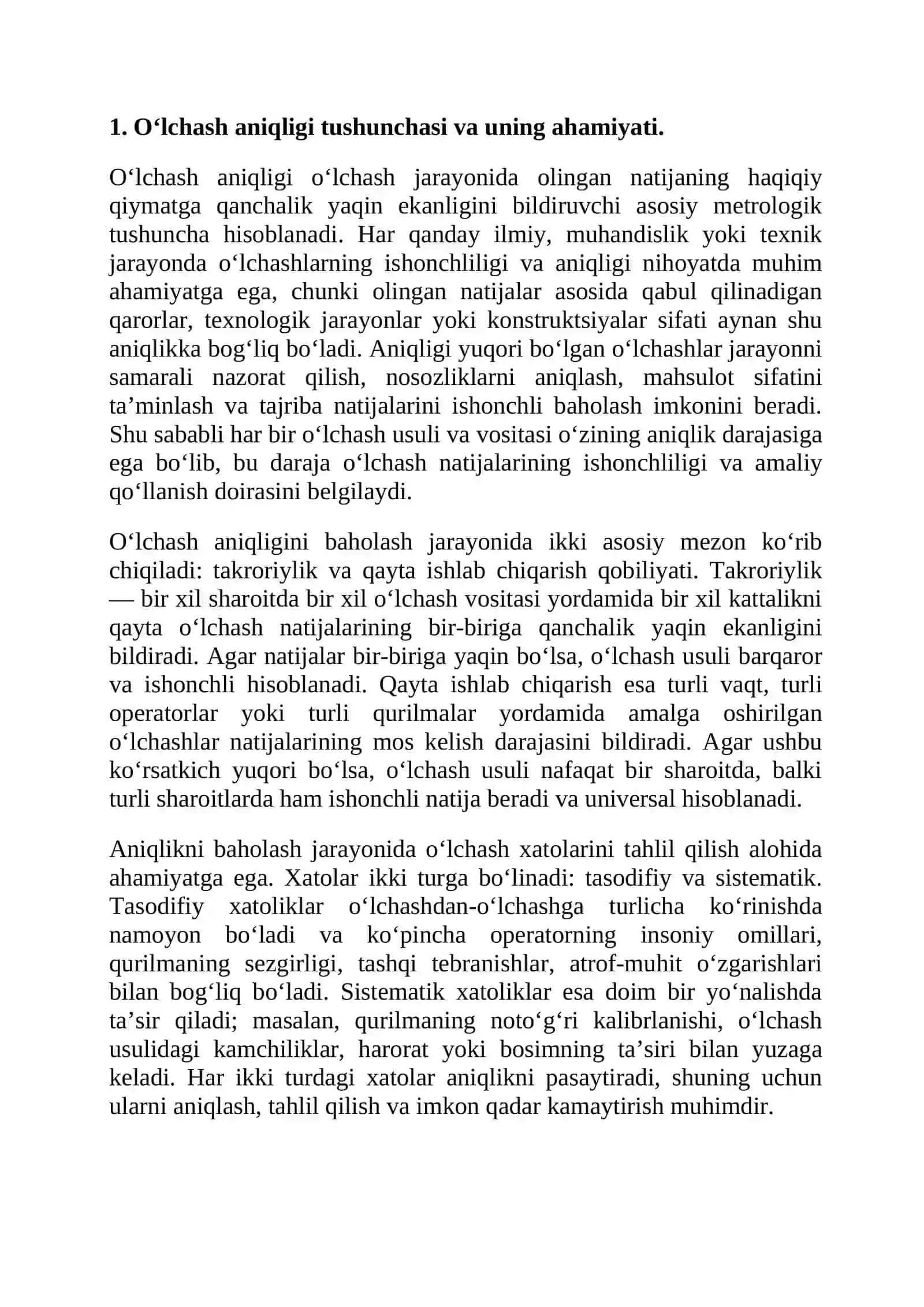 O'lchashlar aniqligini baholash 3