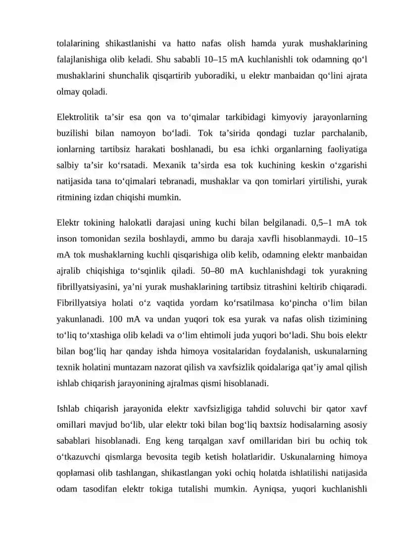 Ishlab chiqarishda elektr xavfsizligini ta’minlash 3