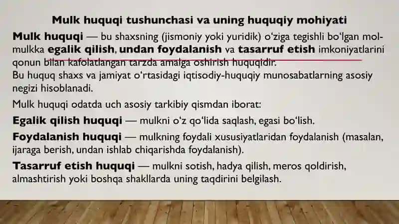 Mulk huquqlari nazariyasi va mulkchilik shakllari rivojlanishining evolyutsiyasi 3