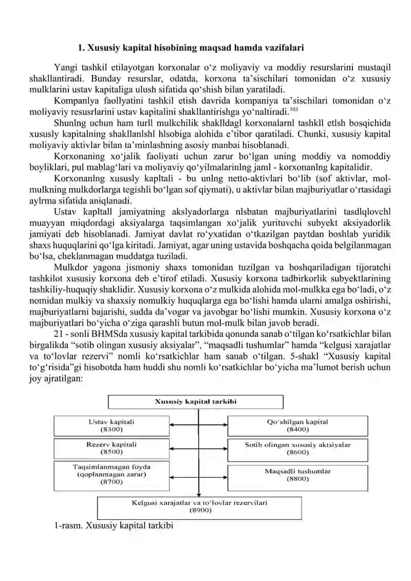 Xususiy kapital hisobini tashkil etish va uni boshqarish 3
