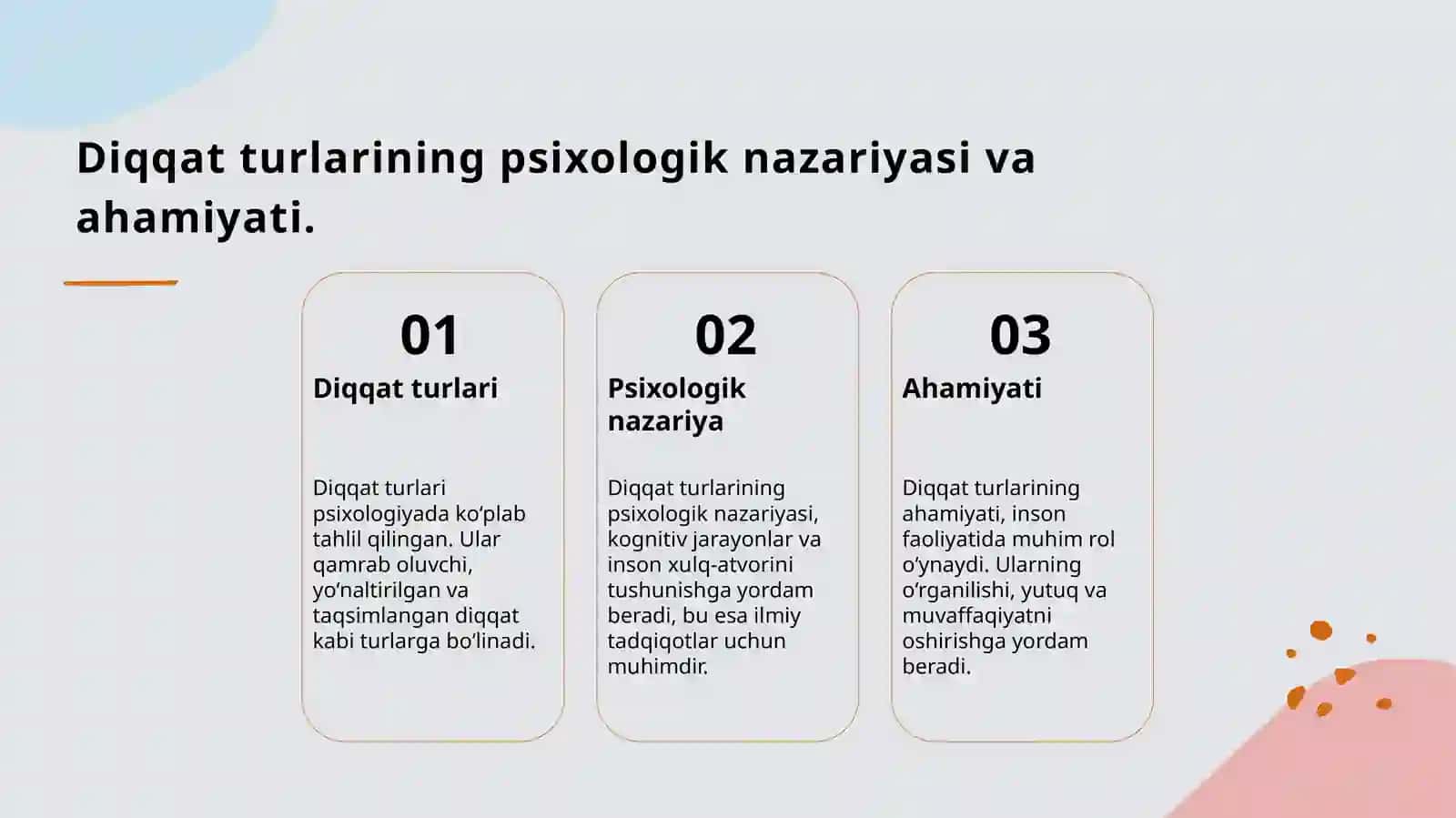 Umumiy psixologiyada Diqqat turlari va uning xususiyatlari 3