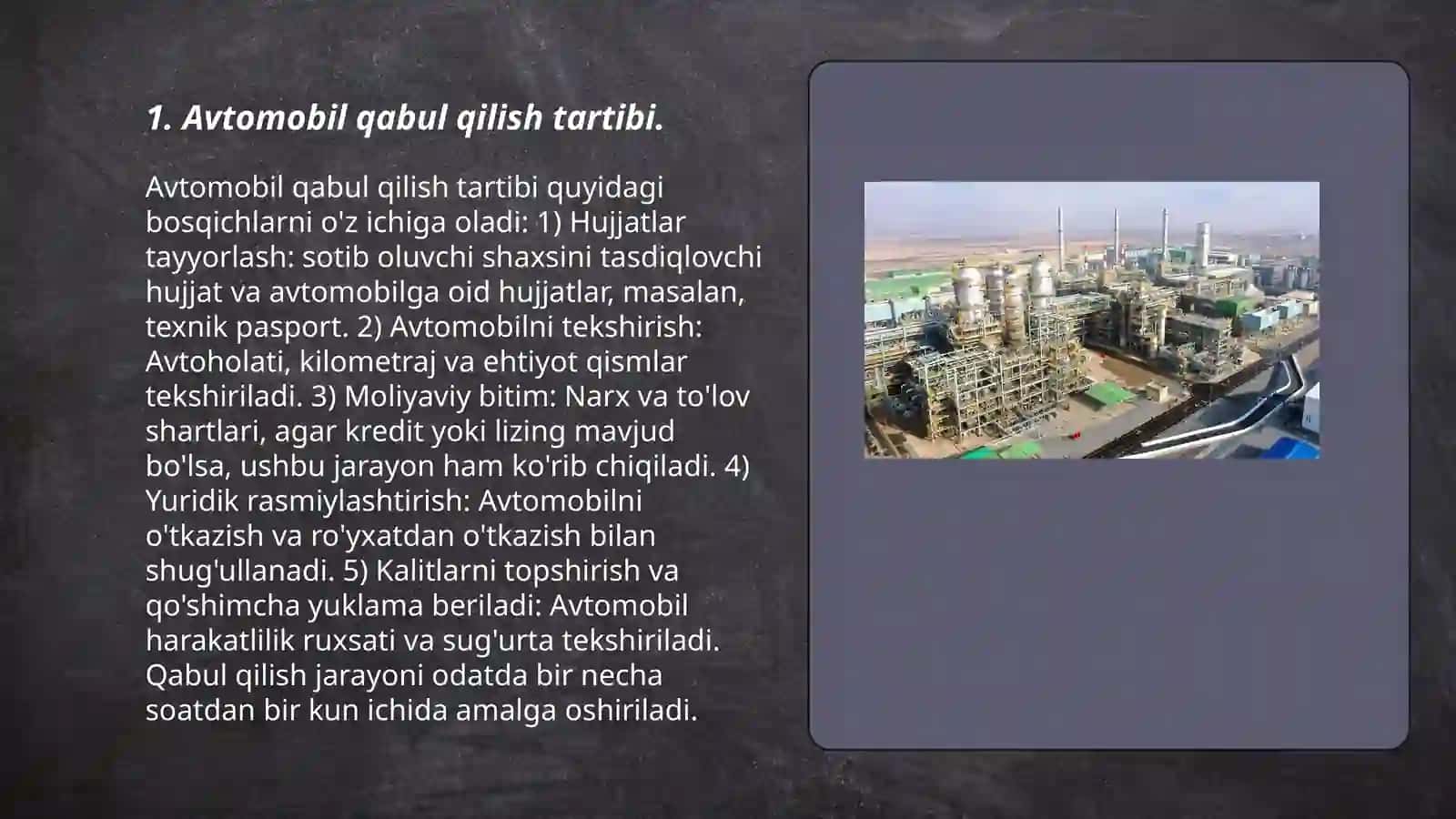 Avtomobil texnikalarini zavodga qabul qilish zavodda ishlab chiqiladigan hujjatlar 3