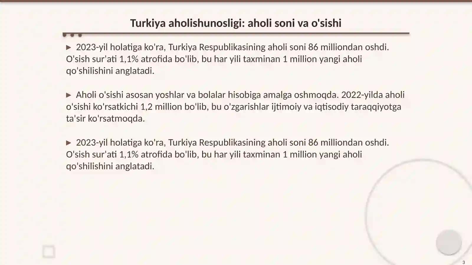 Turkiya aholishunosligi: tarkibi va demografik xususiyatlari 3