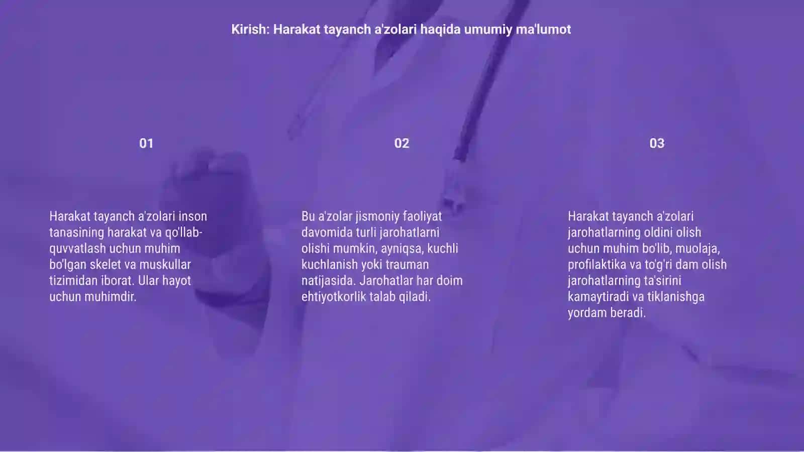 Harakat tayanch a'zolari jarohatlarining kelib chiqishi 3