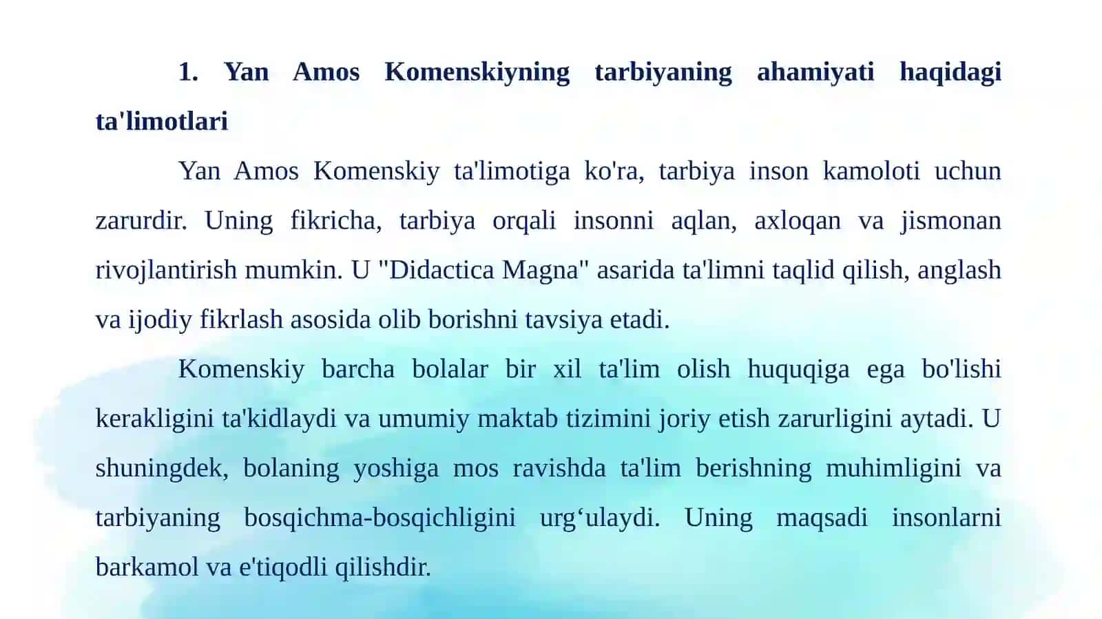 Yan Amos Komenskiyning oila tarbiyaningo’rni haqida 3