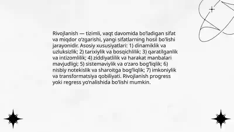 Rivojlanishning Umumiy Qonunlari va Kategoriyalari 3