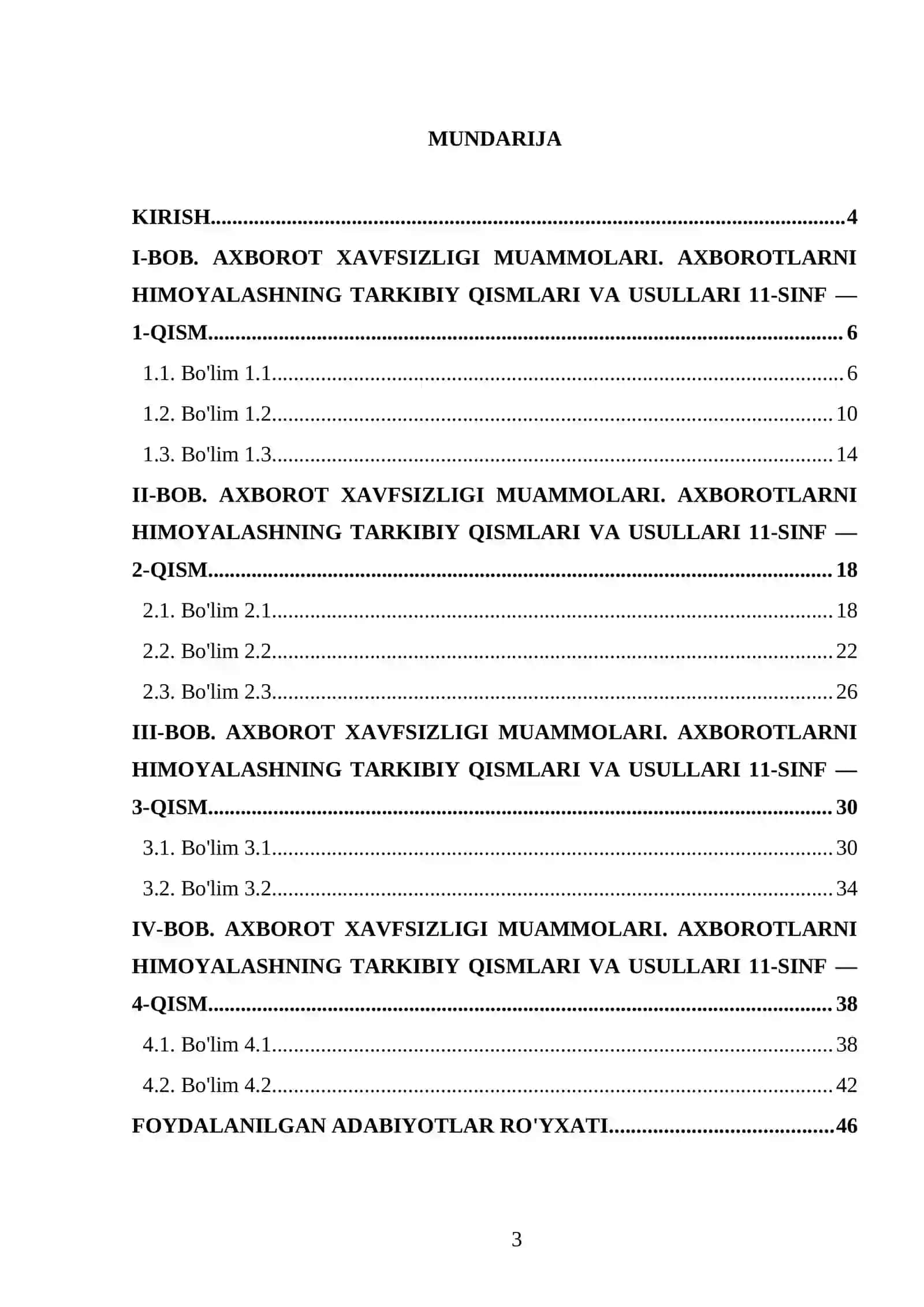 AXBOROT XAVFSIZLIGI MUAMMOLARI. AXBOROTLARNI HIMOYALASHNING TARKIBIY QISMLARI VA USULLARI 11-SINF 3