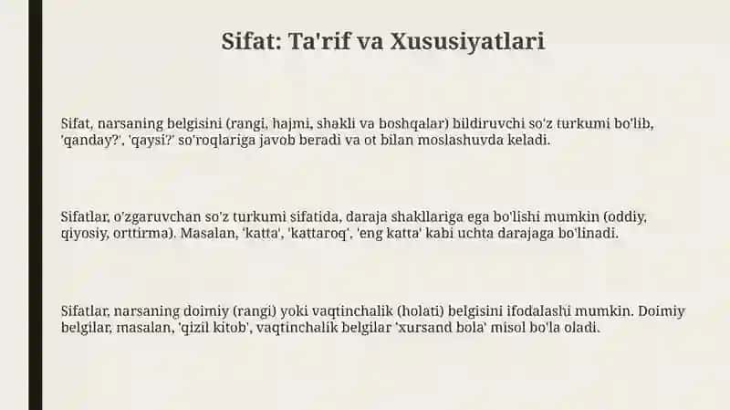 Sifat so'z turkumi 3