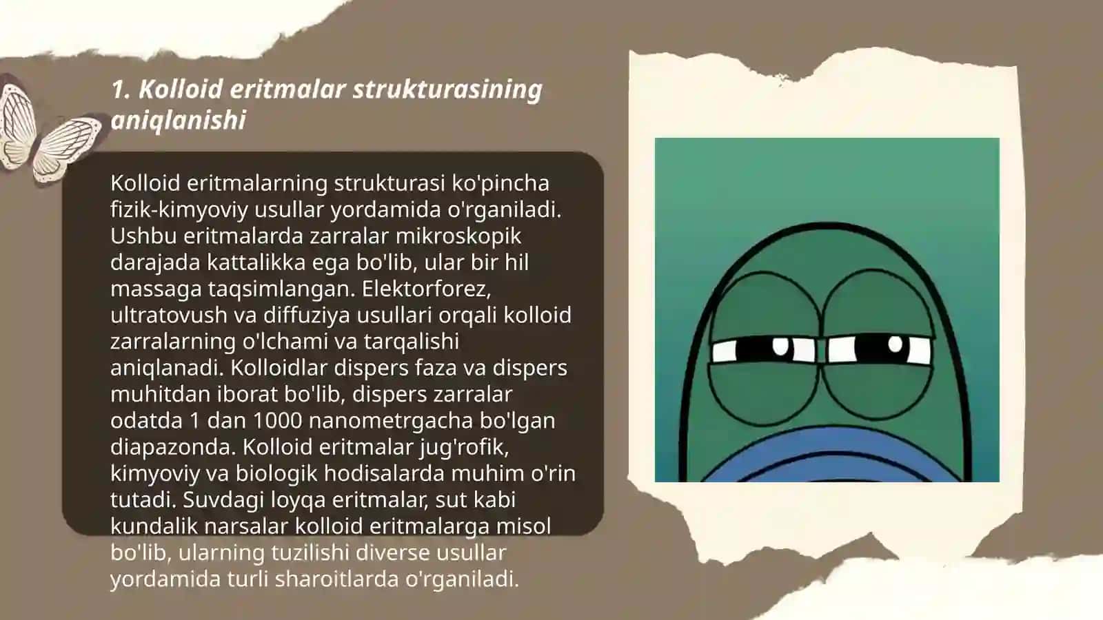 Kolloid eritmalardagi diffuziya tezligi bilan zarrachalarning o'lchamlari orasidagi bog'lanish 3