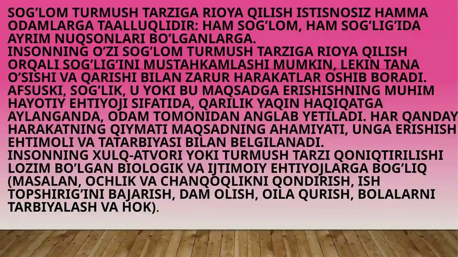 SOG’LOM TURMUSH TARZINI TARG’IB QILISH 3