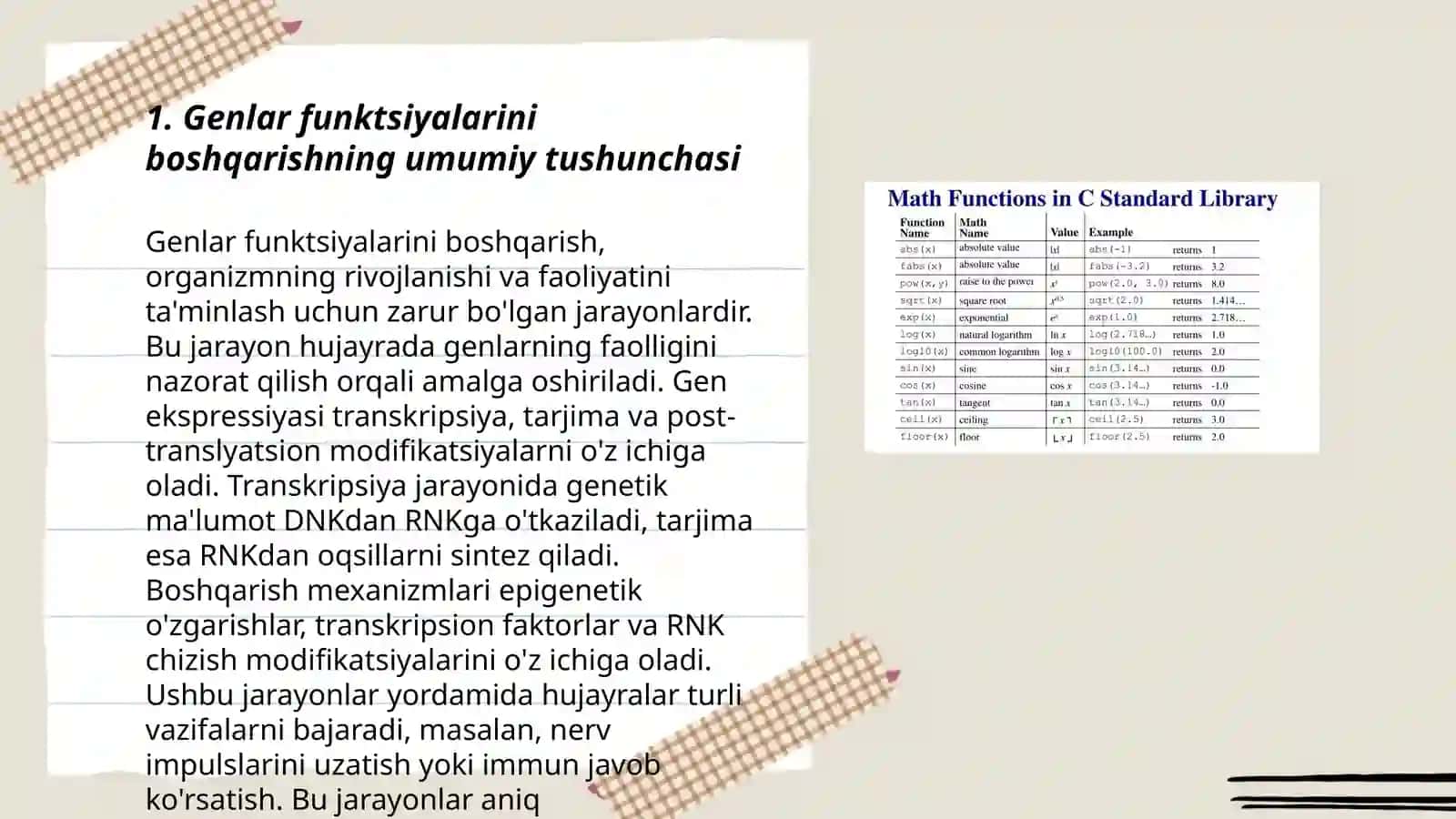 Genlar funktsiyalarini boshqarish turlari 3