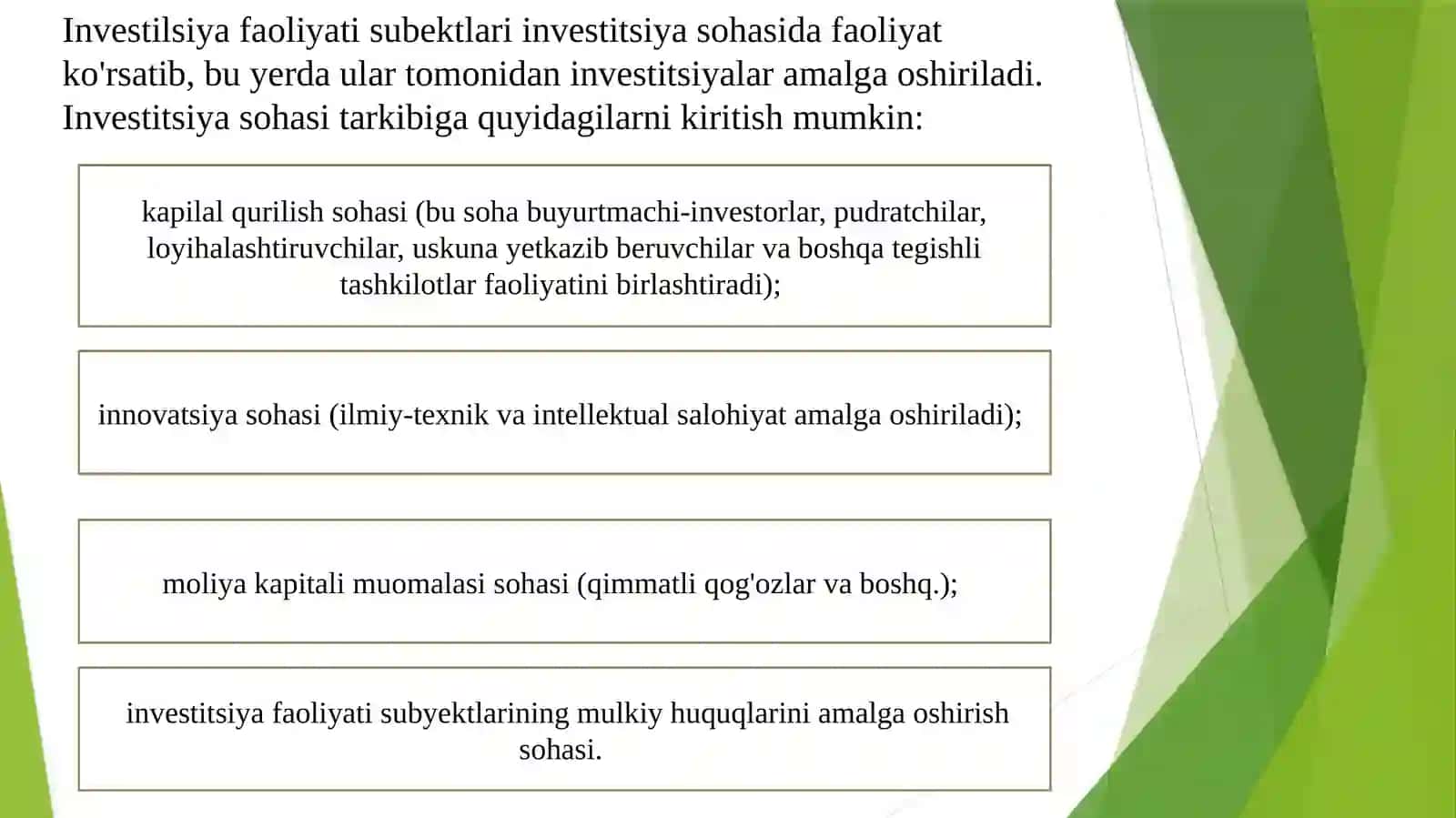 Investitsion faoliyatning tashkiliy strategiyasi 3
