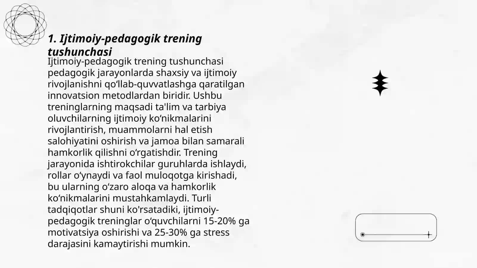 Ijtimoiy‐pedagogik trening:mazmuni mohiyati va qo‘llash tartibi 3