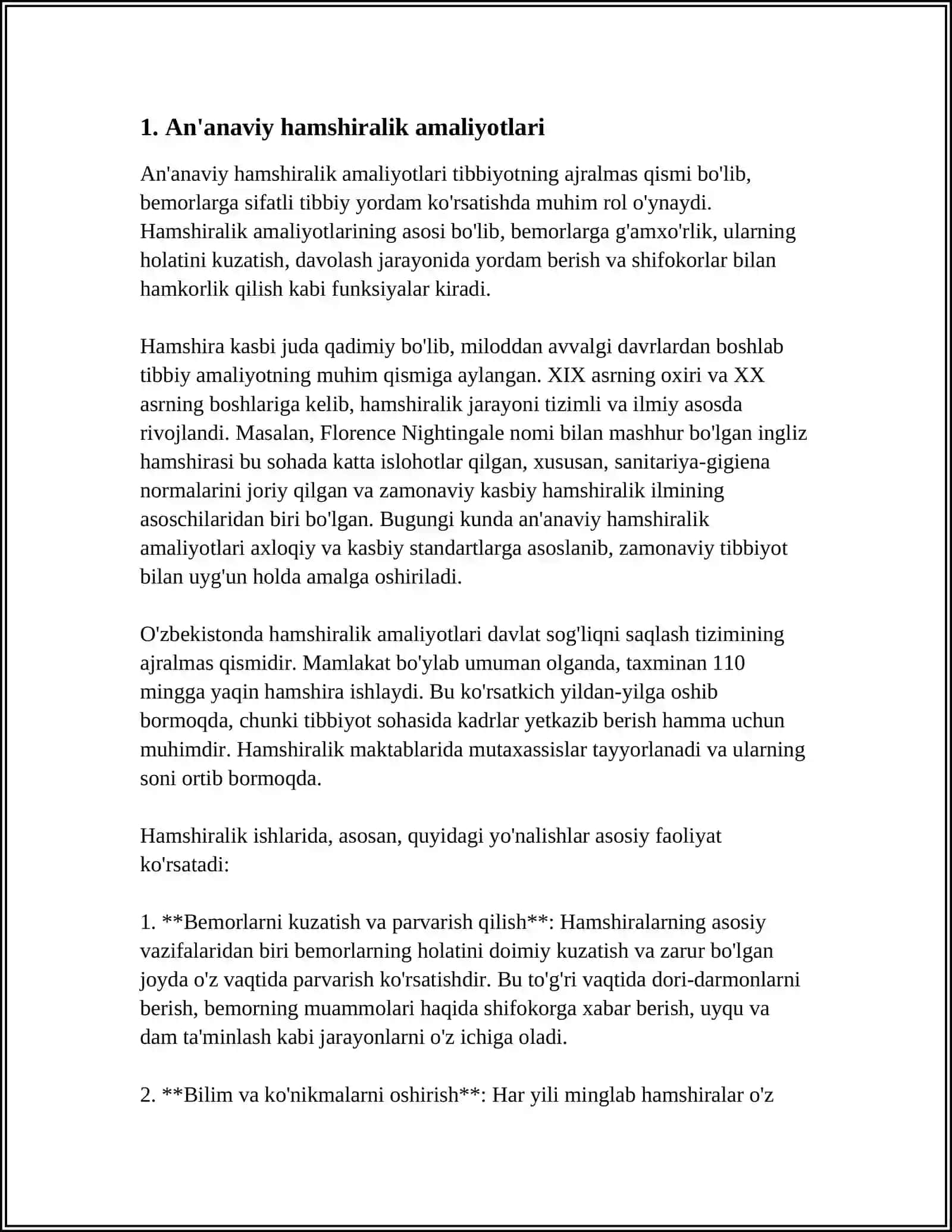 MUSTAQIL ISH Mavzu: HAMSHIRALIK ISHI JARAYONLARI 3