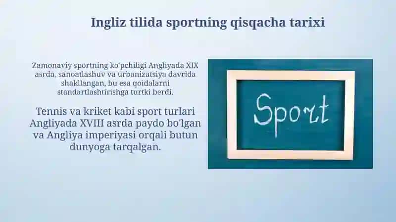 Ingliz tili fanidan mavzusi sport haqida 3