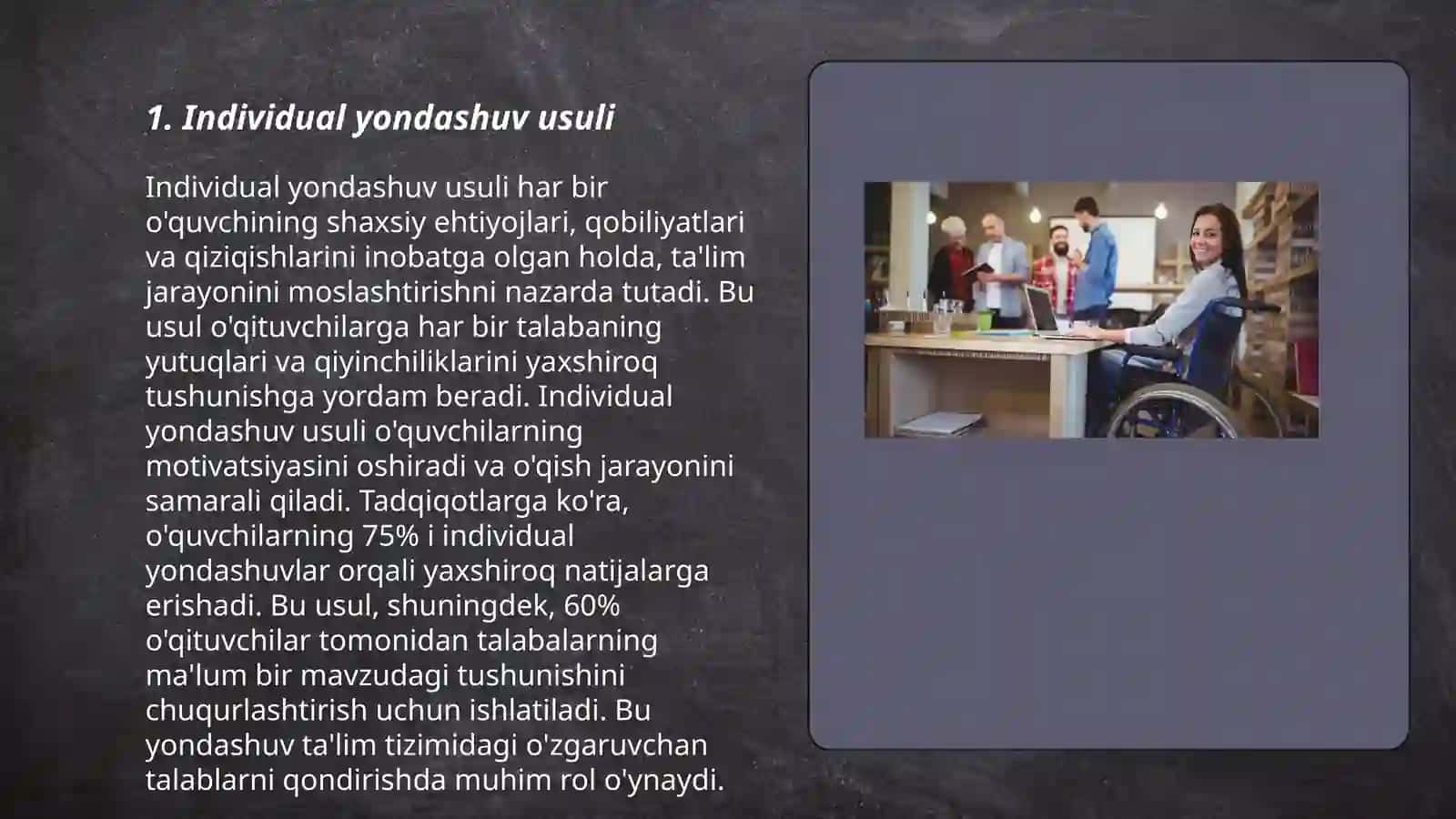 Mavzu: Imkoniyati cheklangan bolalarni o'qitishda talim metodlari 3