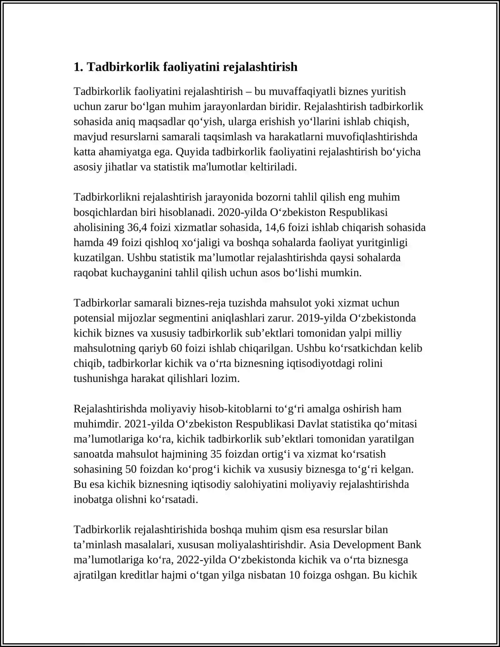 TADBIRKORLIK FAOLIYATI VA TADBIRKORLIK KAPITALI 3