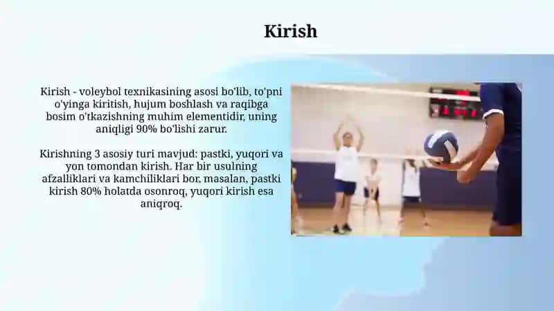 Voleybol oʻyin texnikasiga oʻrgatish 3