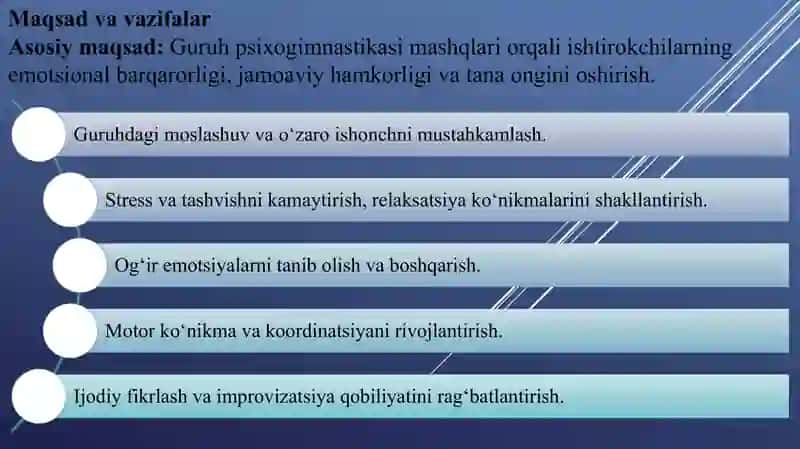 Guruxiy psixogimnastika mashqlari 3