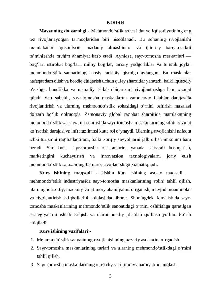 MEHMONDO'STLIK INDUSTRIYASINI RIVOJLANTIRISHDA SAYR-TOMOSHA MASKANLARINING O'RNI 3